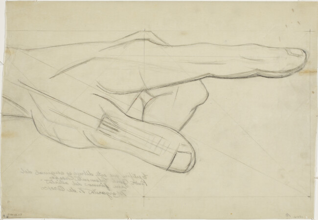 Study of Quetzalcoatl's hand for The Departure of Quetzalcoatl (Panel 7) for The Epic of American Civilization