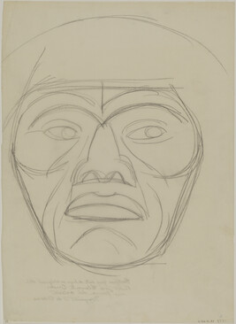 Study of Face of Quetzalcoatl for The Departure of Quetzalcoatl (Panel 7) for The Epic of American...