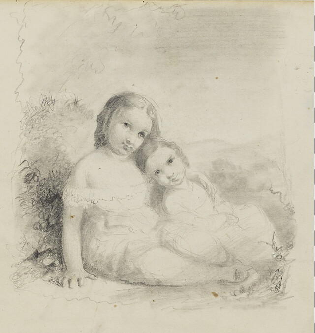 Two Children Seated in a Landscape
