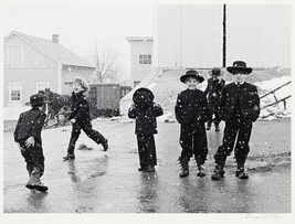 Amish Children Playing in Snow