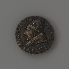 Pope Callixtus III (obverse); Borgia Arms on a Shield (reverse)