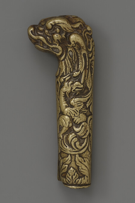 Cane Handle with Dragons in Relief