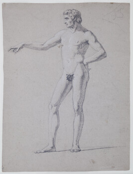 Standing Male Nude (Front); Male Figure Composition Sketch (Reverse)