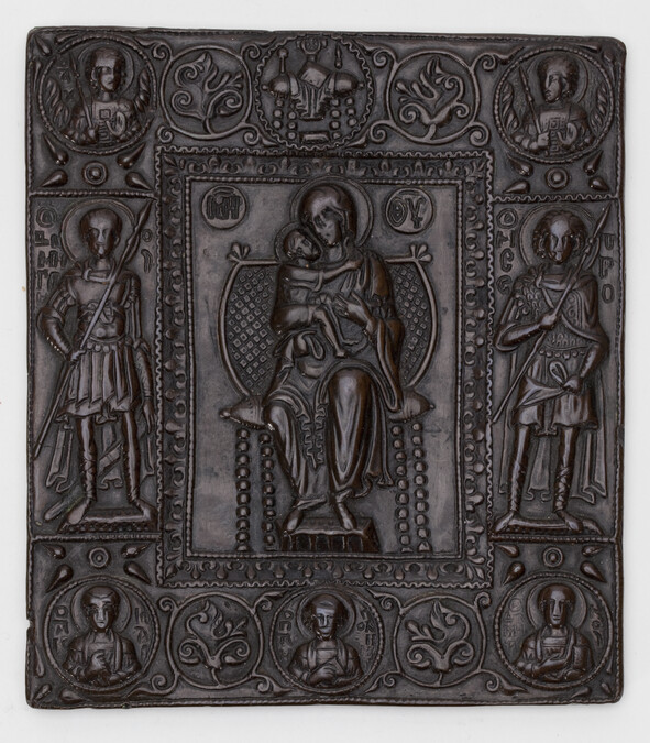 Madonna and Child Enthroned with Archangels and Saints Demetrios, Nestor, Kosmas, Panteleimon and Damian