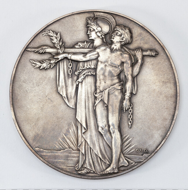 British Commemorative Medal for the Unveiling for the Cenotaph at Whitehall; Two Figures (obverse); Cenotaph (reverse)