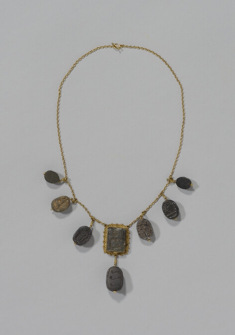 Stone Scarab Necklace with Gold Chain (Modern)