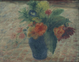 In a Blue Vase, Nasturtuims (Still Life; Flowers in a Blue Vase)