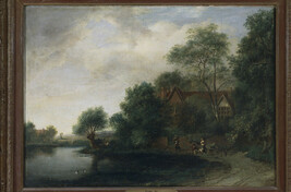 Landscape with Pond, Figures, and Donkey