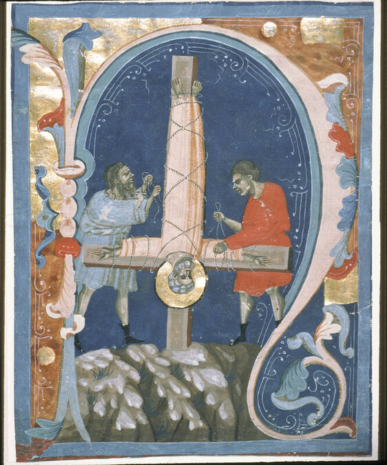 The Crucifixion of Saint Peter (Illuminated initial 