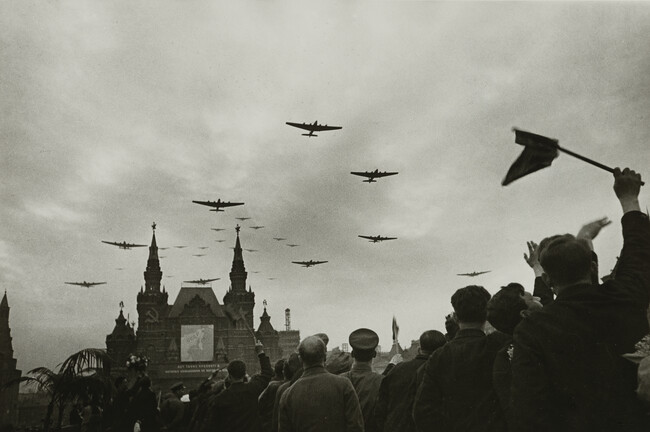 Soldiers with Airplanes Overhead