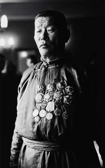 Mongolian general displaying his medals