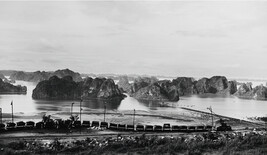 Coastal landscape with coal train, Vietnam