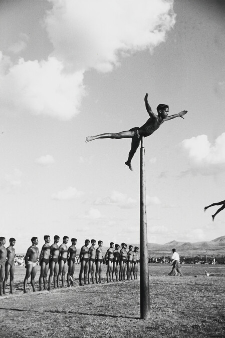 Gymnastics demonstration by military academy students, India