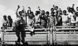 Truckload of children, Cuba (left panel of panorama)