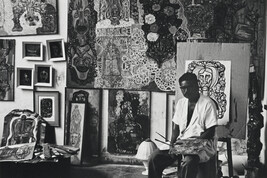 Painter in his studio, Cuba