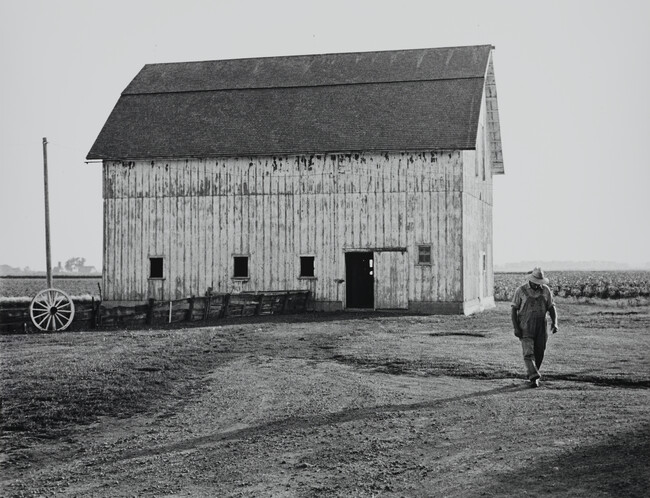 Farmer and barn, USA