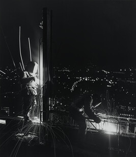 Nightworkers constructing the 36-storey Berlin Hotel, Germany