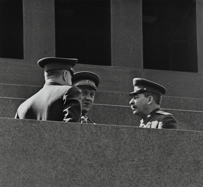 Stalin Confers with Generals atop Lenin Mausoleum
