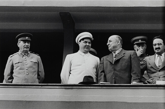 Stalin, Malenkov, Beria and Mikoyan at the Dynamo Stadium, Moscow