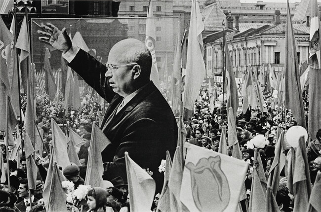 Red Square Parade with Khrushchev Banner