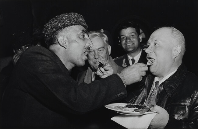 The Politics of Dinner, Afghanistan (Khrushchev Exchanges Food with the Afghan P.M. while Bulganin Looks On)