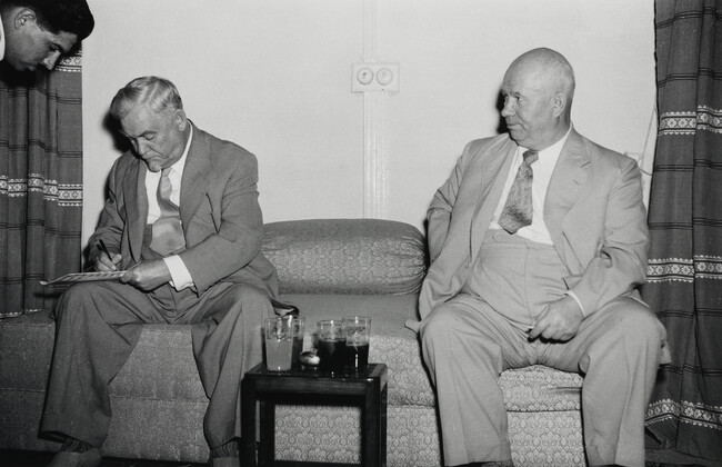Khrushchev and Bulganin in Calcutta