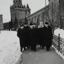 Khrushchev walks Alongside the Kremlin with Mikoyan and other Politburo Members