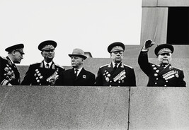 Voroshilov and Military Leaders on the Lenin Mausoleum