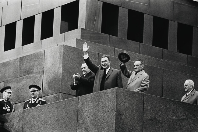 The New Leadership: Gromyko, Brezhnev and Mikoyan, First Joint Appearance on the Lenin Mausoleum