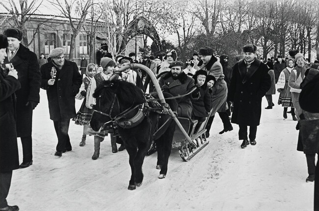 Castro on Sleigh on the Grounds of the Kremlin