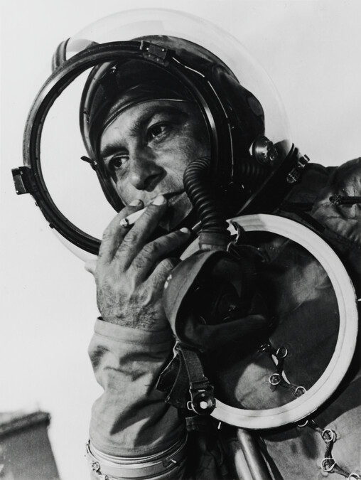 Test Pilot Ahmet Khan Sultan, Twice Hero of the Soviet Union, Enjoys a Cigarette