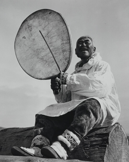 Chukotka Song-and-Dance Man Nutetein with his Drumskin