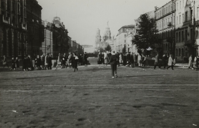 View of street with crowd, Leningrad