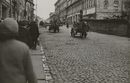 Street scene with horse-drawn carts, Moscow