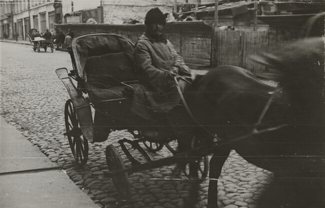 View of man driving a horse-drawn cart, Moscow