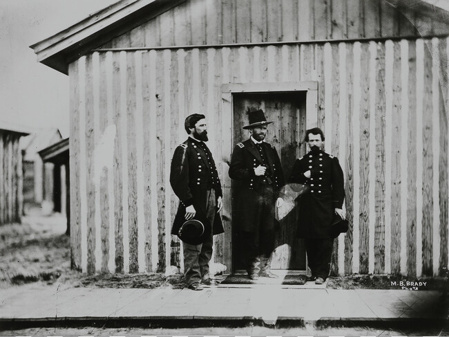 General John A. Rawlins, General Ulysses S. Grant and Colonel Theodore S. Bowers