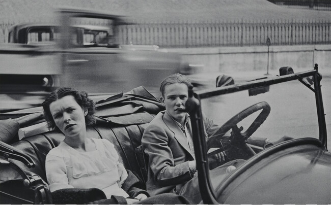 Young Couple in Parked Open-Air Car, Ossining, New York