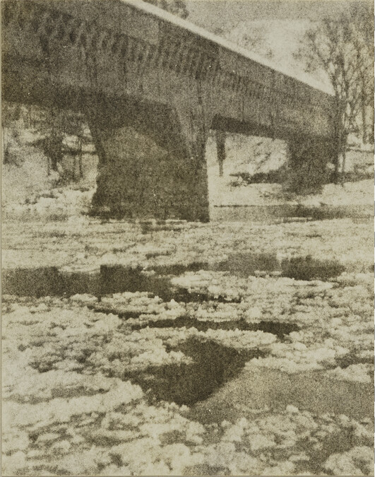 Dartmouth scrapbook, number 1 of 17: Untitled (Ice on Connecticut River under Ledyard Bridge)