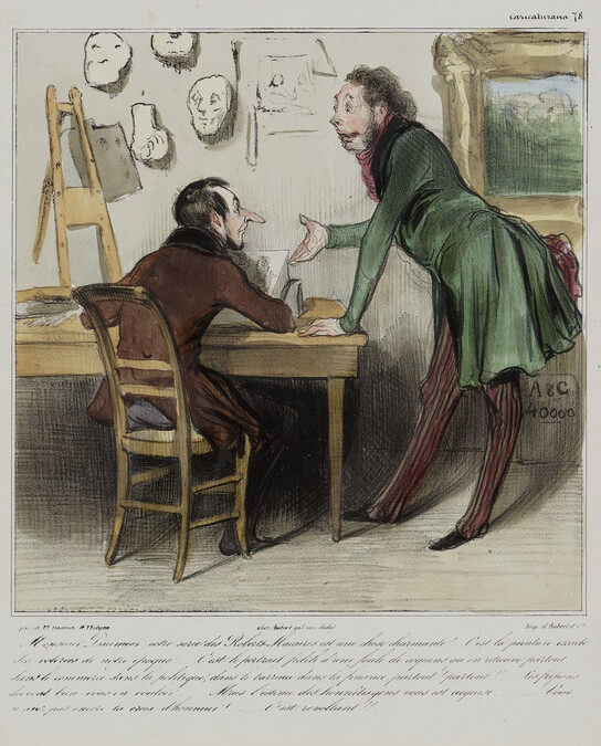Monsieur Daumier, votre série...est...charmante... (Mr. Daumier, your series...is...charming...), plate 78 from the series Caricaturana