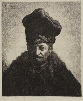 Bust Portrait of an Old Man with Mustache and Fur Cap