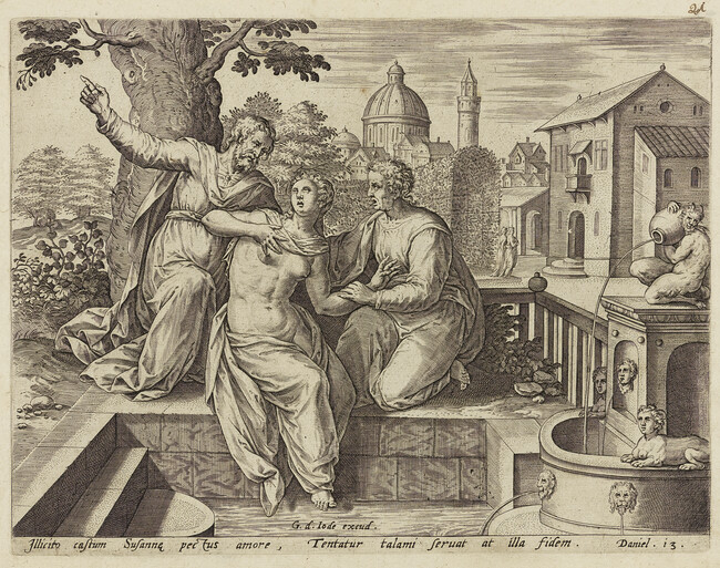 The Elders Trying to Seduce Susanna, plate 1 from the set 