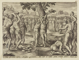 The Elders Stoned for Bearing False Witness ; The Stoning of the Elders, plate 4 from the set 