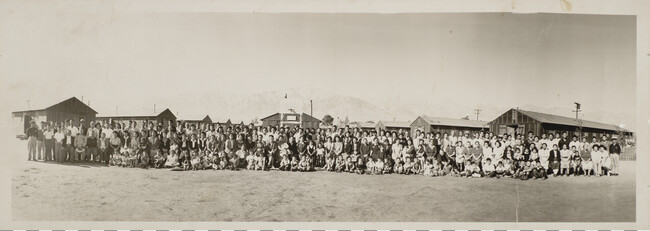 Panorama Group Portrait of Manzanar Relocation Center Prisoners, California