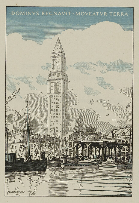Customs-House Tower from the Waterside (greeting card made for the Merrymount Press, Boston)