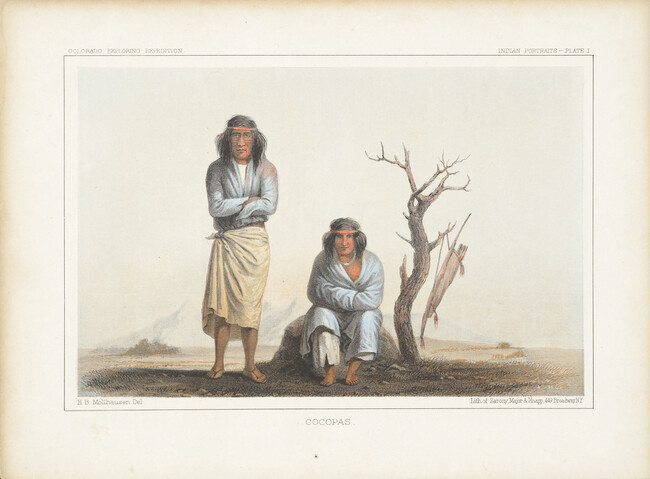 Cocopas, Indian Portraits, Plate 1, from the Report upon the Colorado River of the West, explored in 1857 and 1858 by Lieutenant Joseph C. Ives