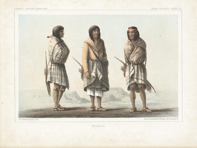 Moquis, Indian Portraits, Plate 6, from the Report upon the Colorado River of the West, explored in 1857 and 1858 by Lieutenant Joseph C. Ives