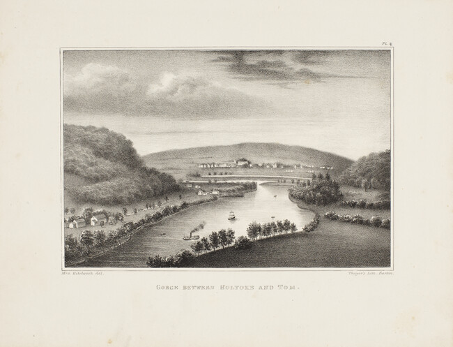 Gorge Between Holyoke and Tom, plate 4 from the Final Report on the Geology of Massachussets, Vol. I. by Edward Hitchcock