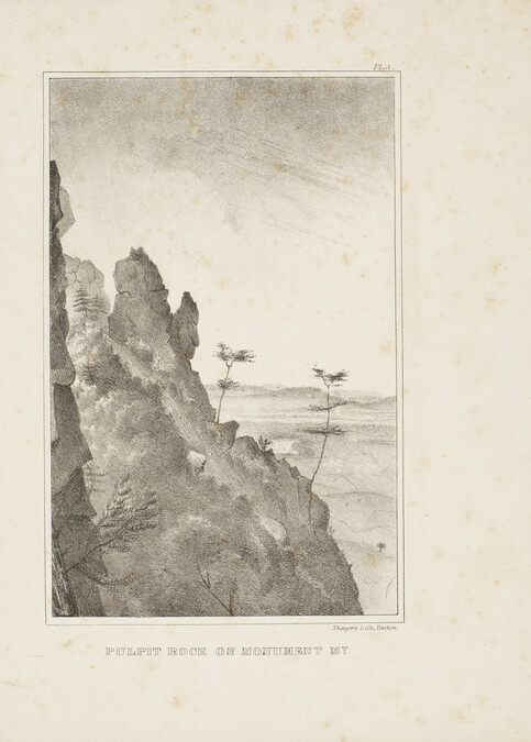 Pulpit Rock on Monument Mt., plate 1 from the Final Report on the Geology of Massachussets, Vol. I. by Edward Hitchcock