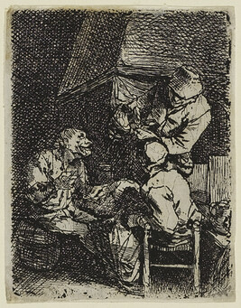 Die Gesellschaft am Kamin (The Gathering at the Fireplace ; Three Peasants by a Fireplace ; A Cottage...