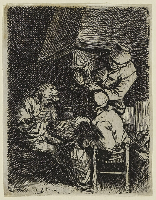 Die Gesellschaft am Kamin (The Gathering at the Fireplace ; Three Peasants by a Fireplace ; A Cottage Interior with Peasants ; L'Assemblée près de la cheminée)